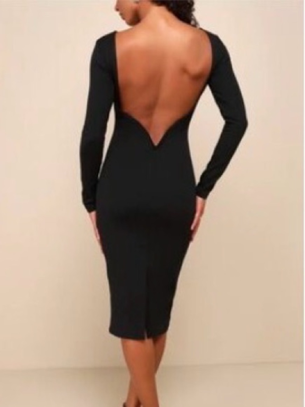 LULUS Black knee-length, bodycon dress with open back